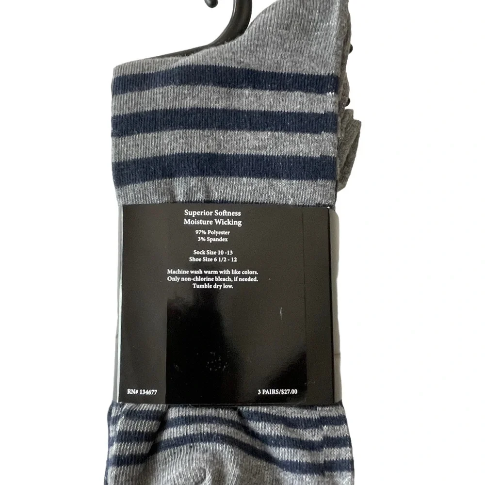 Men's ADOLFO Couture Dress Socks Gray with Stripes Dots 3-Pair Pack Size 10-13